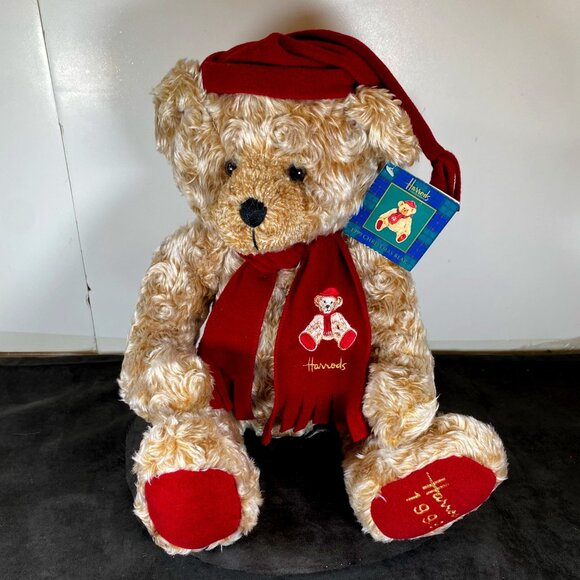 Harrod's 1999 Christmas Bear with Tags, Vintage Harrods of Knightsbridge Bear - Picture 1 of 11
